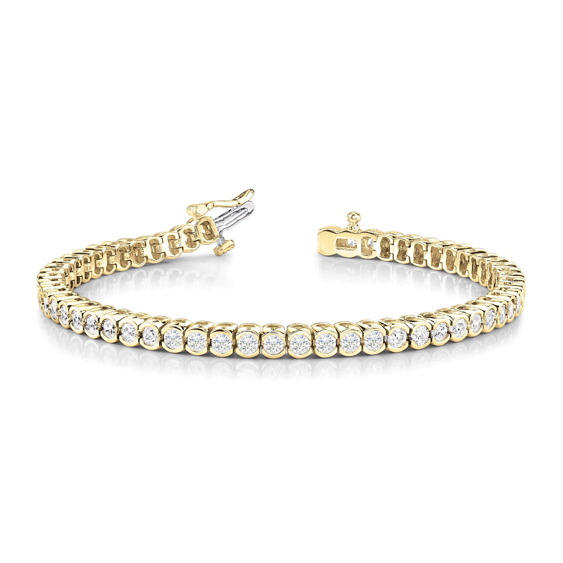 4.00 ctw Round Diamond Bezel Set Tennis Bracelet-VIRABYANI